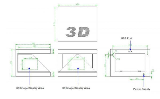 4 طرف صفحه نمایش هولوگرافی 3D / نمایشگر هولوگرافی برای نمایش جواهرات / ساعت